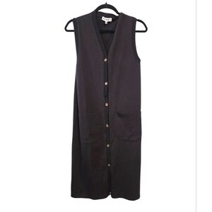Parni Sleeveless Black Button Up Dress with Pockets Size XS